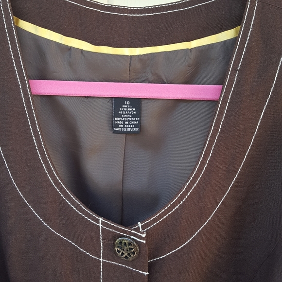 10 SCOTT TAYLOR LINED DARK BROWN BOLD WHITE STITCH BELTED UTILITY JACKET - Picture 11 of 16